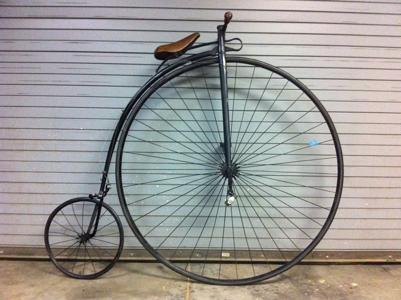 The Penny-Farthing bicycle, also called the 'Velocipede'.