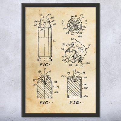 Hollow Point Bullet Patent Wall Art