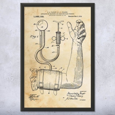 Blood Pressure Cuff Patent Wall Art