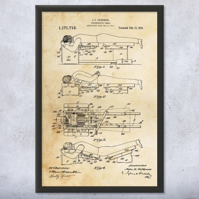 Chiropractic Table Patent Wall Art