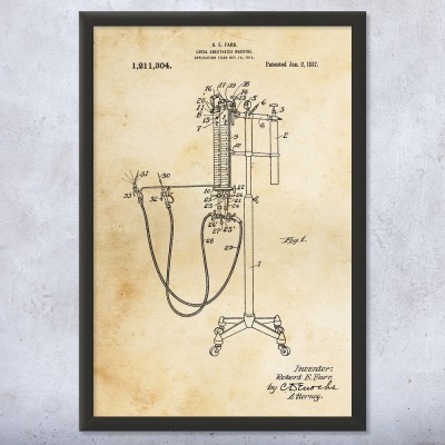 1917 Anesthesia Machine Patent Wall Art