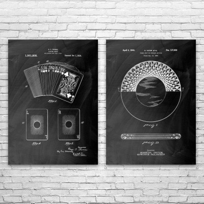 Poker Patent Wall Art Set of 2