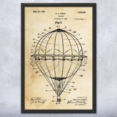 Hot Air Balloon Patent Wall Art
