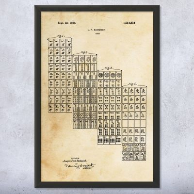 Mahjong Tiles Patent Wall Art