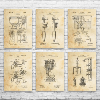 Plumbing Patent Wall Art Set of 6