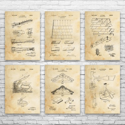 Roofing Patent Wall Art Set of 6