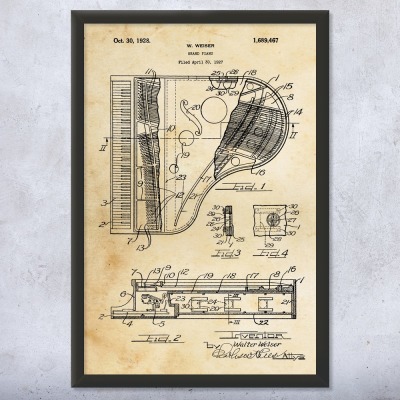 Grand Piano Patent Wall Art