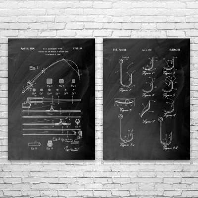 Fishing Patent Wall Art Set of 2