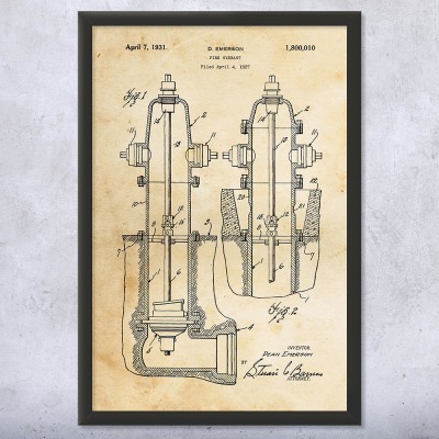 Fire Hydrant Patent Wall Art