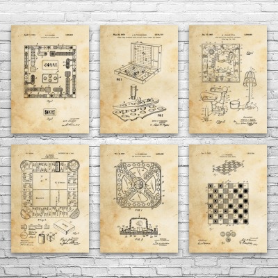 Board Game Patent Wall Art Set of 6