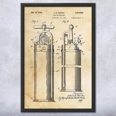 Fire Extinguisher Patent Wall Art