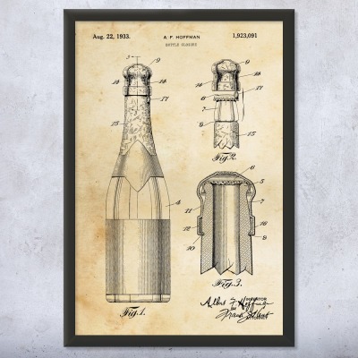 Champagne Bottle Patent Wall Art
