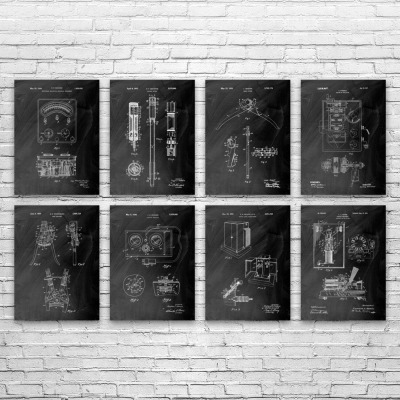 Electrician Patent Wall Art Set of 8