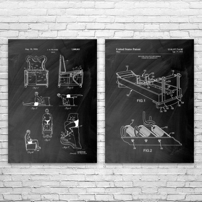 Pilates Patent Wall Art Set of 2