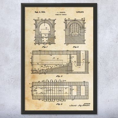 Cremation Furnace Patent Wall Art