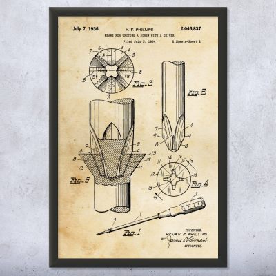 Phillips Head Screwdriver Patent Wall Art