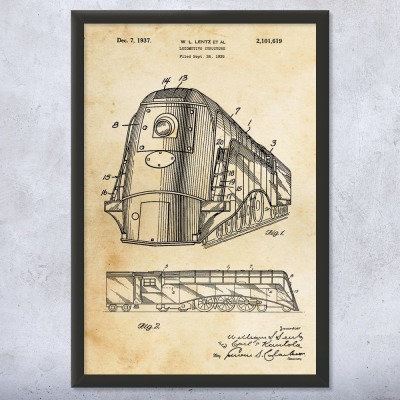 Train Locomotive Patent Wall Art
