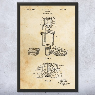 Studio Ribbon Microphone Patent Wall Art