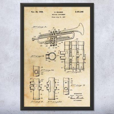 Trumpet Patent Wall Art