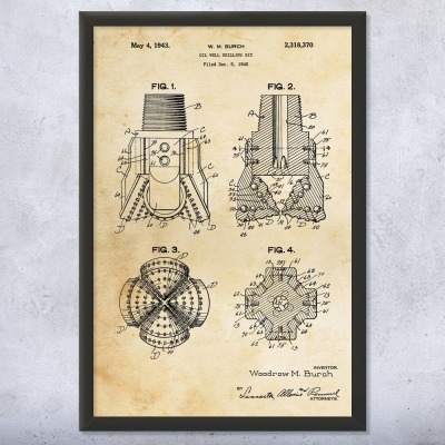 Oil Well Drill Bit Patent Wall Art
