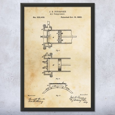 1880 Air Compressor Patent Wall Art