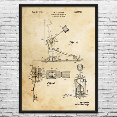 Bass Drum Pedal Patent Wall Art