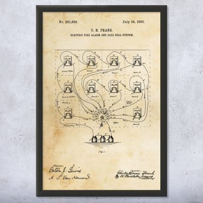 Fire Alarm System Patent Wall Art