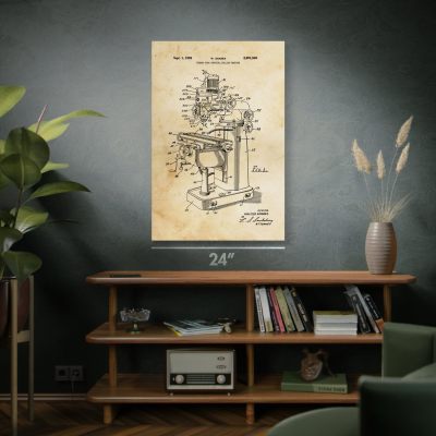 Vertical Milling Machine Patent Wall Art