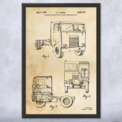 Cabover Truck Patent Wall Art