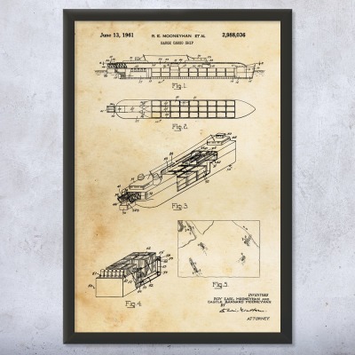 Cargo Ship Patent Wall Art