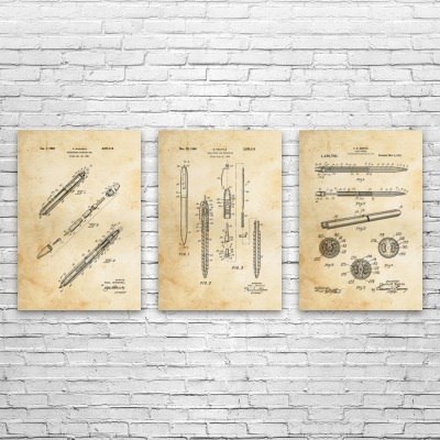 Pen & Pencil Patent Wall Art Set of 3