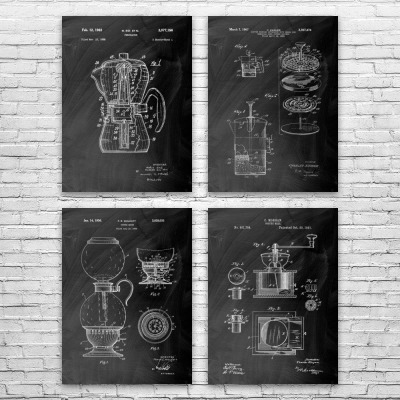 Coffee Patent Wall Art Set of 4