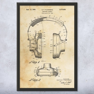 Headphones Patent Wall Art