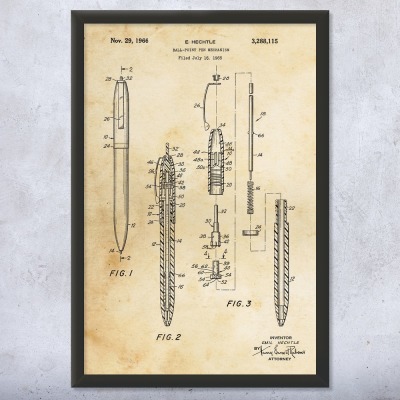 Ballpoint Pen Patent Wall Art
