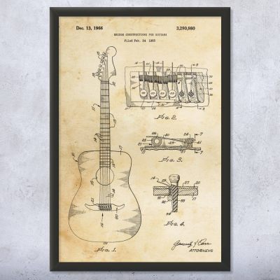 Acoustic Guitar Bridge Patent Wall Art