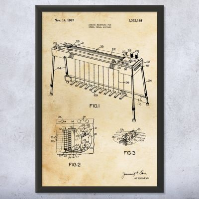 Steel Guitar Patent Wall Art