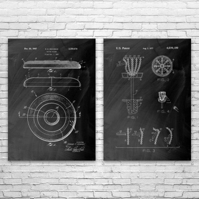 Disc Golf Patent Wall Art Set of 2