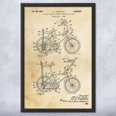 Coaster Bike Patent Wall Art