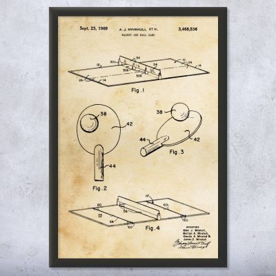 Table Tennis Game Patent Wall Art