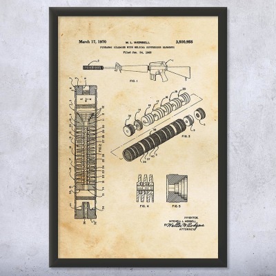Rifle Silencer Patent Wall Art