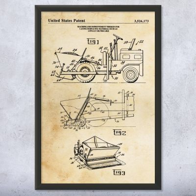 Asphalt Paver Patent Wall Art