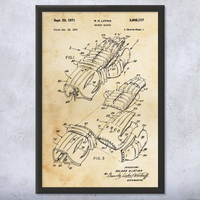 Hockey Gloves Patent Wall Art