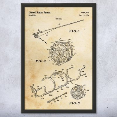 Fly Fishing Reel Patent Wall Art