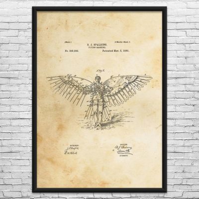 Flying Machine Wings Patent Wall Art