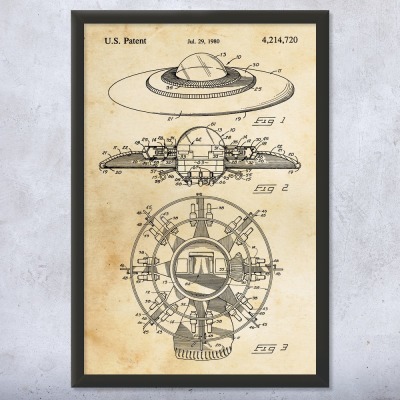 Flying Saucer UFO Patent Wall Art
