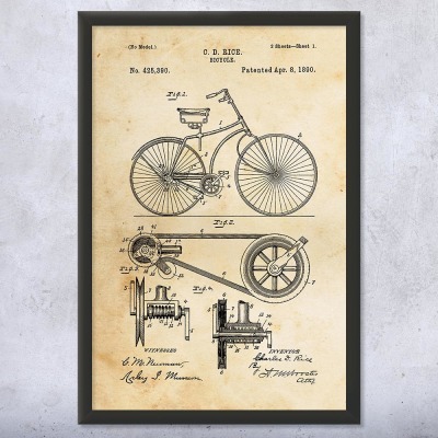 Bicycle Patent Wall Art