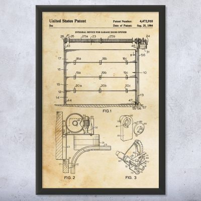 Garage Door Opener Patent Wall Art