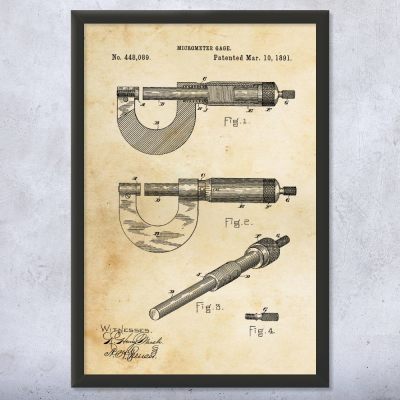 Micrometer Gauge Patent Wall Art