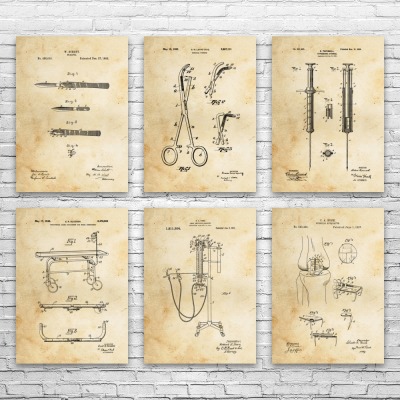 Surgery Patent Wall Art Set of 6