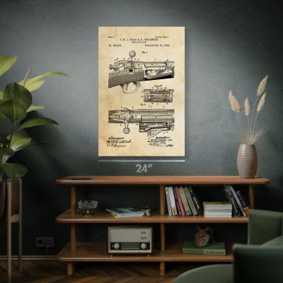 Bolt Action Rifle Patent Wall Art